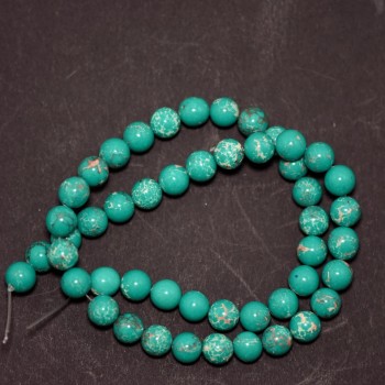 Varizit-Perlen (Einzelstücke) grüne glatte Kugeln, Fadenlänge ca. 38 cm, Durchmesser 8 mm