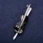 Brosche Violine, schwarze Emaille, 65×17 mm, silberfarbenes Metall