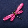 Schmetterlingsbrosche – Flügel in Himbeerrot, 70×35 mm, silbernes Metall