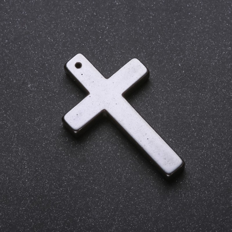 Kreuzanhänger aus Hämatit 27×43×4 mm