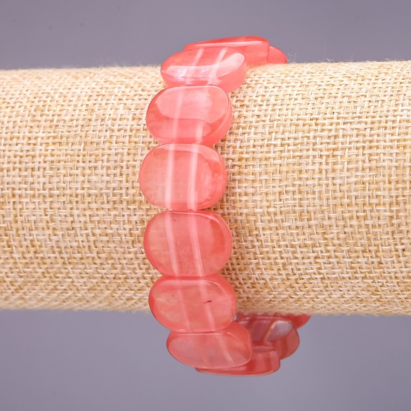Armband Wassermelonen-Turmalin, Glieder ca. 18×14 mm, Länge ca. 18 cm, auf elastischem Band