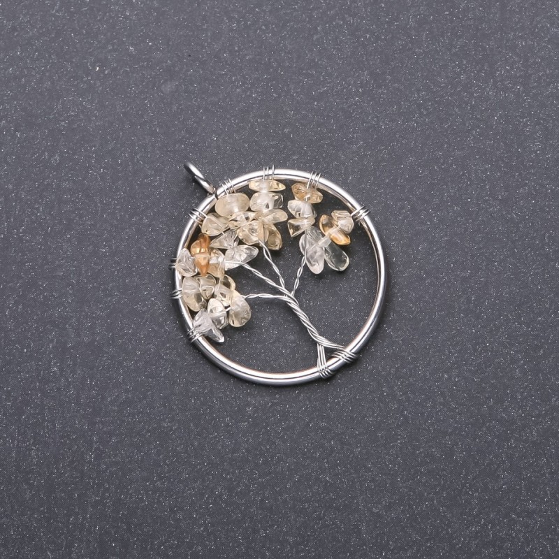 Anhänger „Baum des Glücks“ mit Citrin, Durchmesser 30 mm
