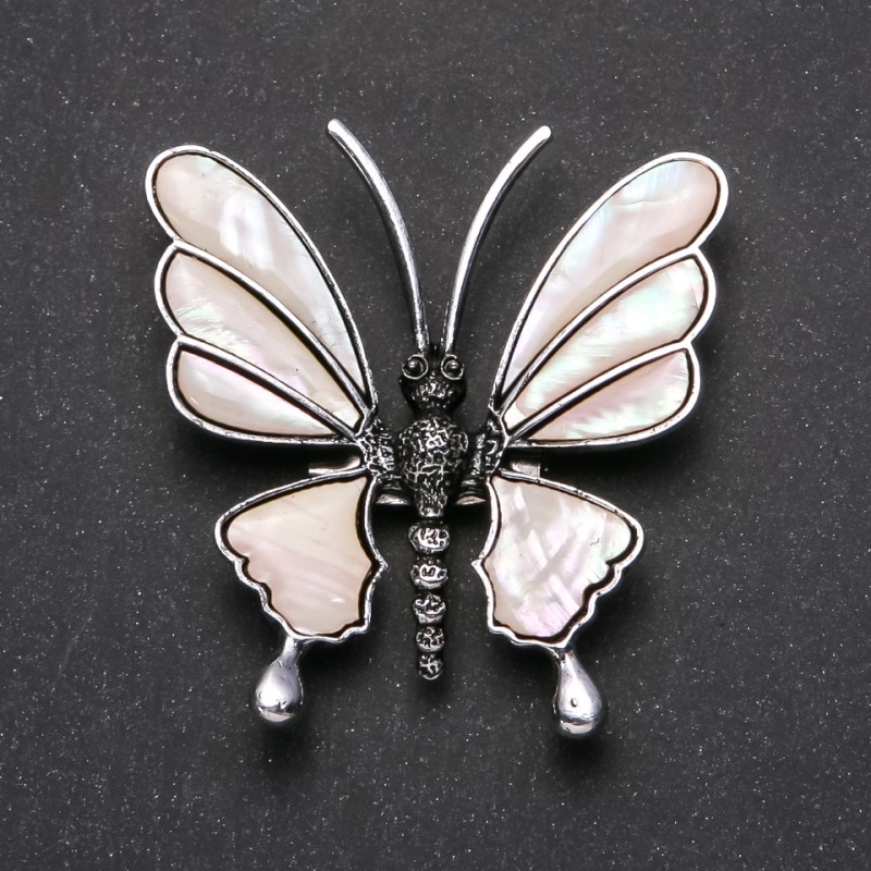 Brosche-Anhänger „Schmetterling“ mit Perlmutt 53 × 51 mm