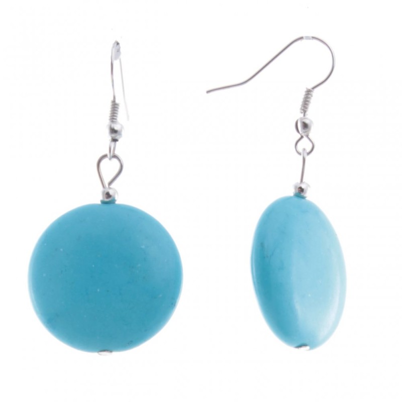 Ohrhänger mit hellblauen Cabochons im Türkislook, 48 × 24 mm