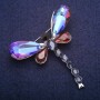 Brosche Libelle in Kristallen, silberfarbenes Metall 52 × 58 mm