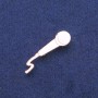 Brosche Mikrofon, weiße Emaille, goldfarbenes Metall 10×41 mm