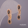 Ohrringe Xuping mit weißen Strasssteinen und schwarzen Steinen 6×25 mm Vergoldung 18K