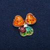 Brosche/Anhänger 'Marienkäfer' mit Bernstein-Cabochons, Emaille, silberfarbenes Metall 35 × 37 mm