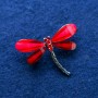 Brosche Libelle mit Kristallen, silberfarbenes Metall 32×43 mm