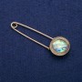 Nadelbrosche mit Cabochon Haliotis 23 × 75 mm, goldfarbenes Metall