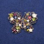 Brosche Schmetterling mit Kristallen, goldfarbenes Metall, 39 × 54 mm