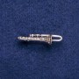 Brosche Rohr mit grauen Strasssteinen 15×41 mm, silbernes Metall