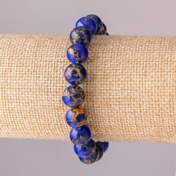 Armband Varizit blau, synthetisch, auf Elastikband, glatte Kugeln Ø 10 mm, Länge 18 cm