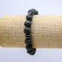 Lavastein-Armband auf Elastikband, Perlen-Durchmesser ca. 10 mm, mit dunklen Einsätzen