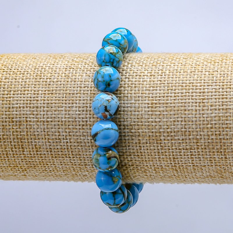 Elastisches Kaiserjasper-Armband, glatte Kugel, Durchmesser ca. 10 mm, Länge ca. 18 cm