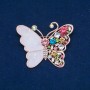 Brosche Schmetterling aus goldfarbenem Metall, Emaille, bunte Strasssteine 47×58 mm +