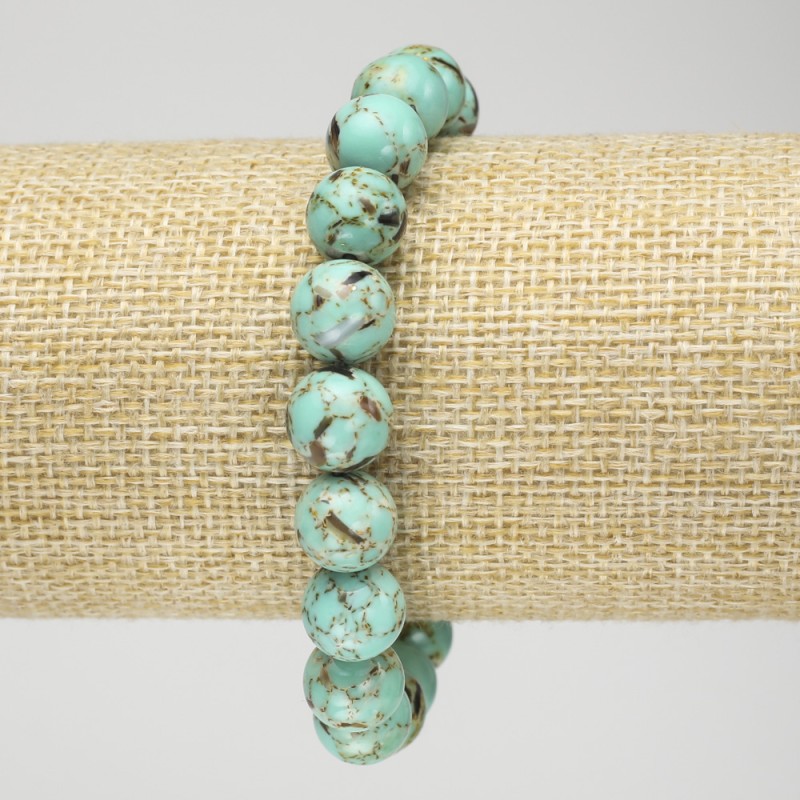 Elastisches Armband aus Imperialjasper, hellgrün (gepresst), glatte Kugeln, Durchmesser ca. 10 mm+