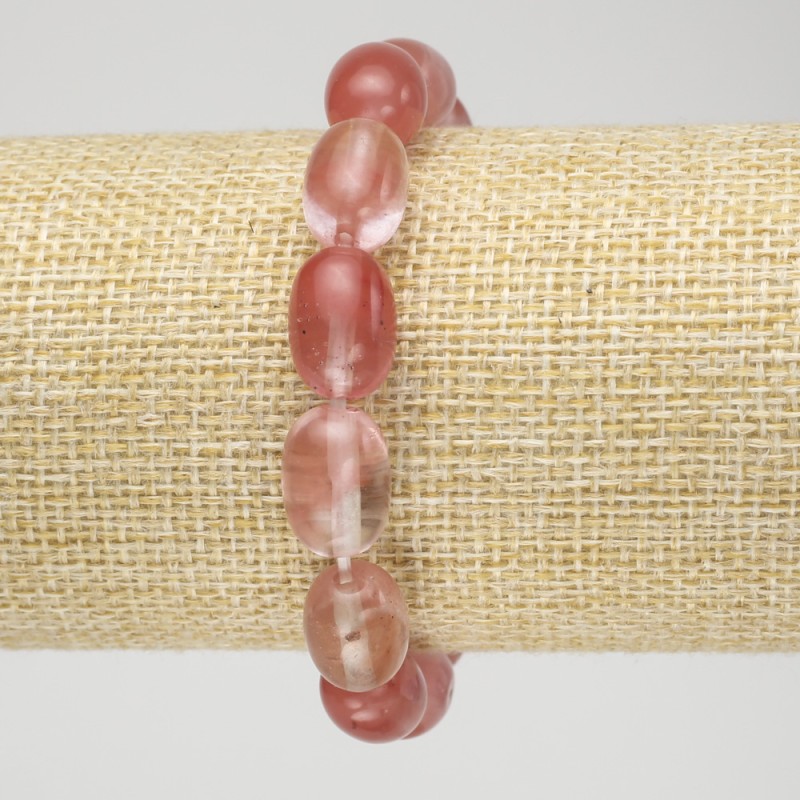 Elastisches Chalzedon-Armband mit Barrelperlen, Durchmesser 10 × 14 mm