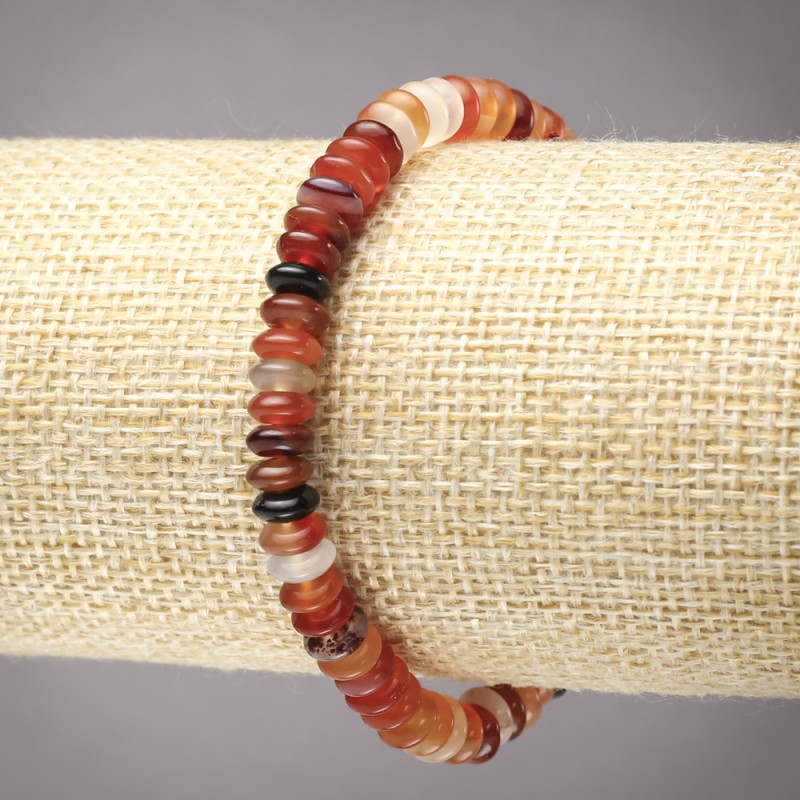 Elastisches Armband aus Karneol, glatte Rondellen, Durchmesser 6x3 mm+