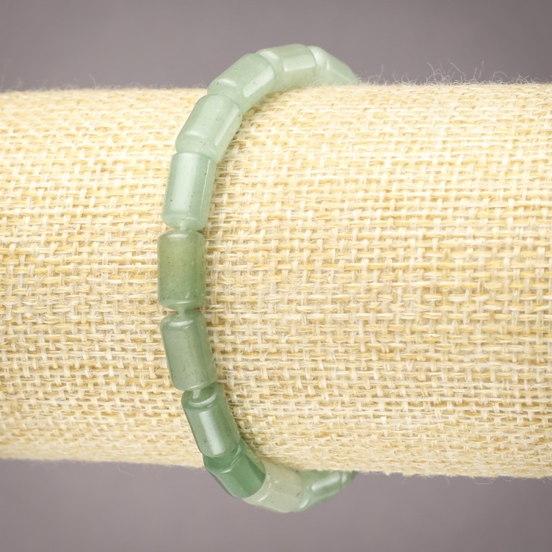 Elastisches Armband aus Nephrit – glatte Zylinderperlen, Durchmesser ca. 10×6 mm+