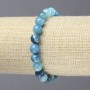 Elastisches Armband aus blauem Achat, glatte Kugeln, Durchmesser 8 mm+