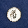 Kamee-Brosche aus goldfarbenem Metall und Emaille, 34 mm +