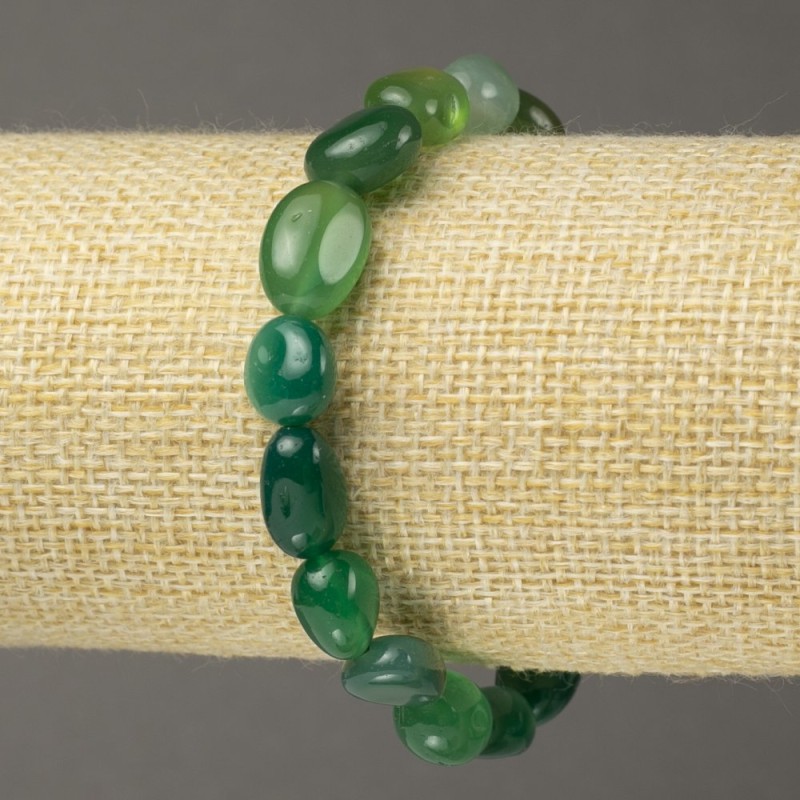 Elastikarmband aus Naturstein – Grüner Achat, facettiert, Größe 8×12 mm (±)