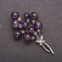 Brosche mit Amethyst – Blumenstrauß mit Schmetterling, Metallfarbe Grau, 71×37 mm