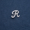 Brosche mit Initial R, 26 × 26 mm, Metallfarbe Silber