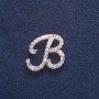Brosche Initial V, Buchstabe V, Metallfarbe Silber, 2,4 × 2,3 cm