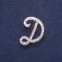 Brosche mit Initial D, silberfarben, 3 × 2 cm