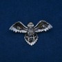 Brosche Vogel mit Emaille und grauen Strasssteinen, silberfarbenes Metall 65 × 35 mm +