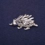Brosche Igel mit weißen Strasssteinen, 44×24 mm, silberfarbenes Metall
