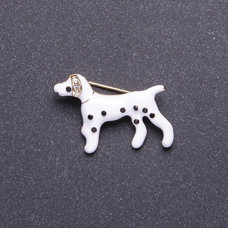 Brosche Dalmatiner, goldfarbene Metallfarbe, 3,5×2 cm