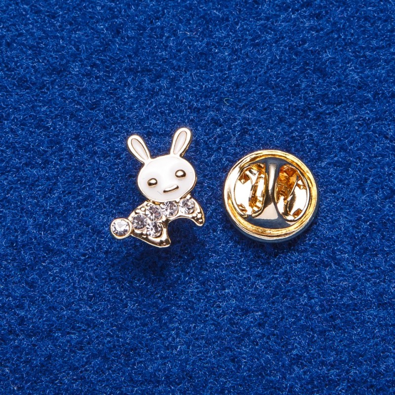 Brosche mit Schraubverschluss „Häschen“ 1,4×1,2 cm goldfarbenes Metall
