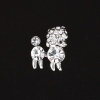 Mini-Pudel-Brosche, königlicher Pudel, mit Strasssteinen, Metallfarbe Silber, 1,5 cm