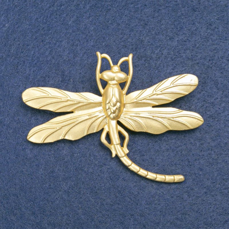 Brosche Libelle aus goldfarbenem Metall 75 × 55 mm +