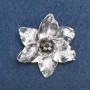 Brosche Blume mit silberfarbenem Metall und bunten Strasssteinen, 50 mm +