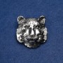 Brosche Tiger silberfarbenes Metall und schwarze Strasssteine, 35 mm +