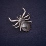 Brosche Spinne 40×40 mm, Strass, schwarze Emaille, silberfarbenes Metall