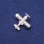 Brosche Flugzeug mit Strasssteinen, silberfarbenes Metall