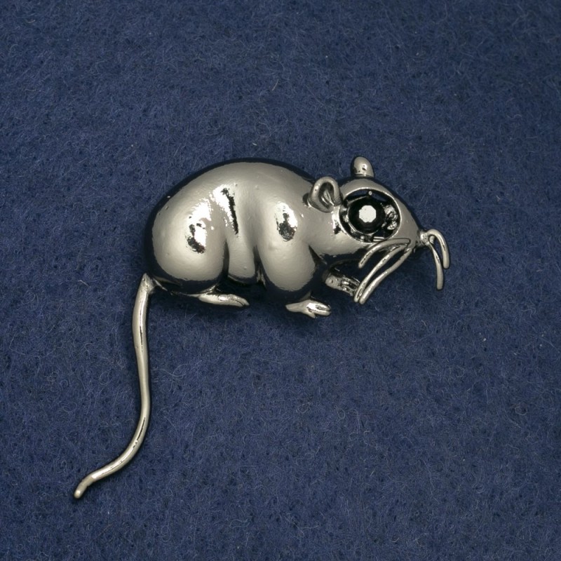 Brosche 'Ratte' aus Weißmetall 37 × 37 mm