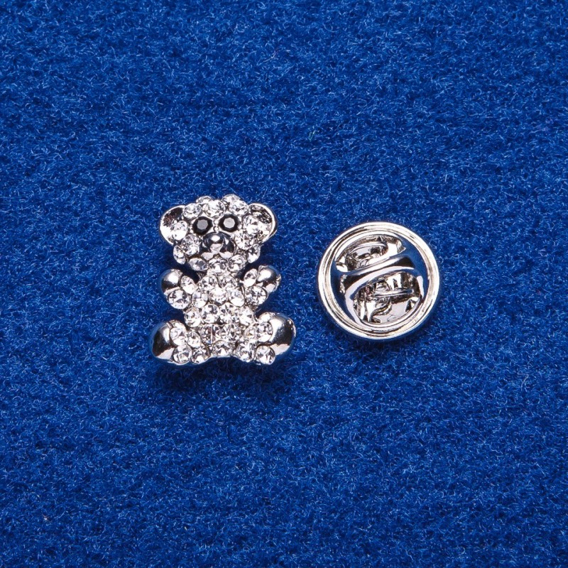 Brosche mit Schraubverschluss «Maus» silberfarbenes Metall 1,6 × 1,3 cm