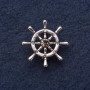 Brosche «Steuerrad», Durchmesser 3 cm, graues Metall