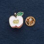 Brosche mit Drehverschluss – Apfel, 1,5 × 2 cm, aus gelbem Metall