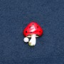 Brosche 'Pilzchen' roter Hut, 23×30 mm, goldfarbene Metallfarbe