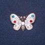 Brosche „Schmetterling“ mit weißer Emaille und Goldfarbe, 4×3 cm