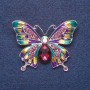 Brosche 'Schmetterling' purpurfarbene Emaille, silberfarbenes Metall, 3,5 × 5 cm