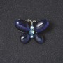 Brosche «Schmetterling» mit blauem Katzenauge und silberfarbenem Metall, 2 cm