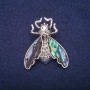 Brosche Schmetterling mit Haliotis-Einlage, silberfarbenes Metall 37 × 44 mm